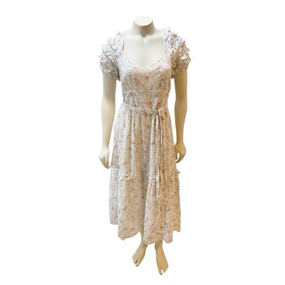 LOVESHACKFANCY  X Target Clementine White Eyelet Ruffle Dress Size 10 Cottage - Picture 10 of 14